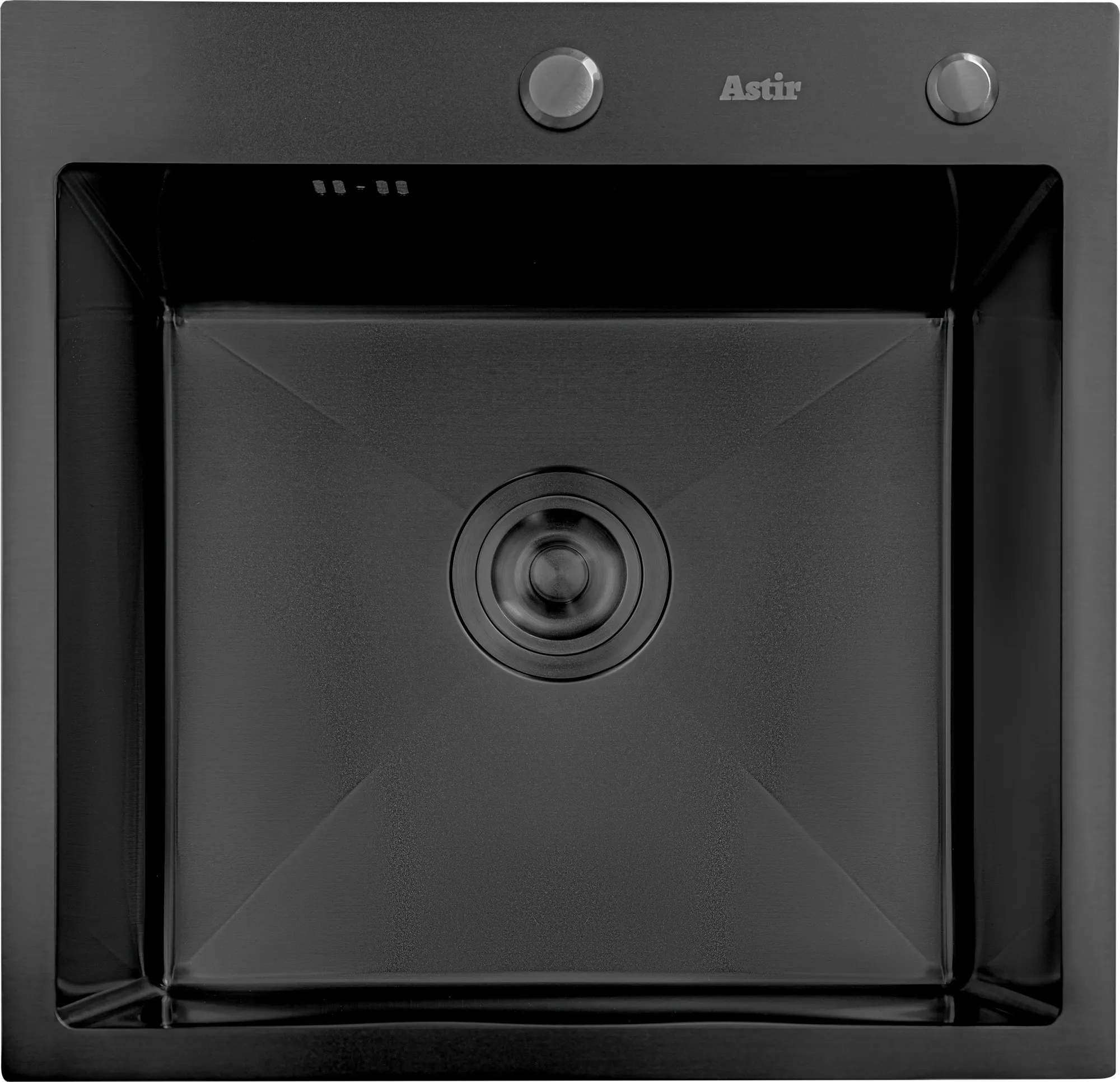 Мойка кухонная Astir PVD Black 50x50B (с сифоном, дозатором и коландером)