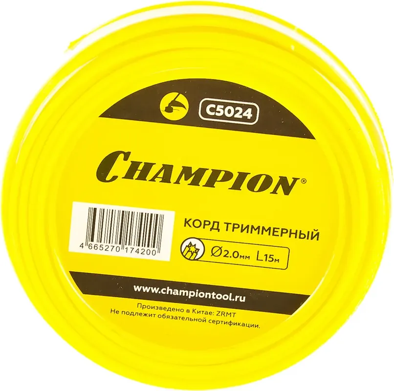 Леска для триммера Champion Star 2.0мм звезда / C5024 (15м)