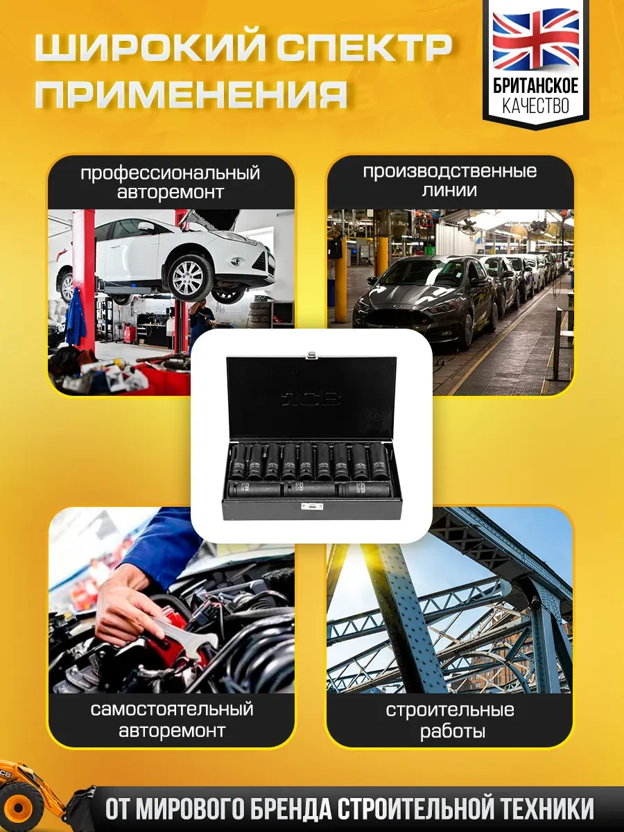 Набор головок слесарных JCB 4127-5MPB (61 357) — фото 6