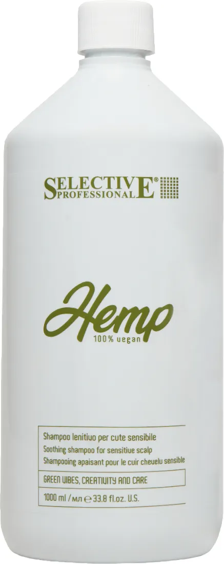 Шампунь для волос Selective Professional Hemp Успокаивающий для чувствительной кожи головы (1л)
