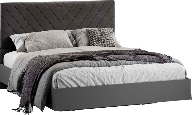 Двуспальная кровать ТриЯ Бетта Тип 1 160x200 / 413.001.000 (серый графит/велюр серый) — фото 1