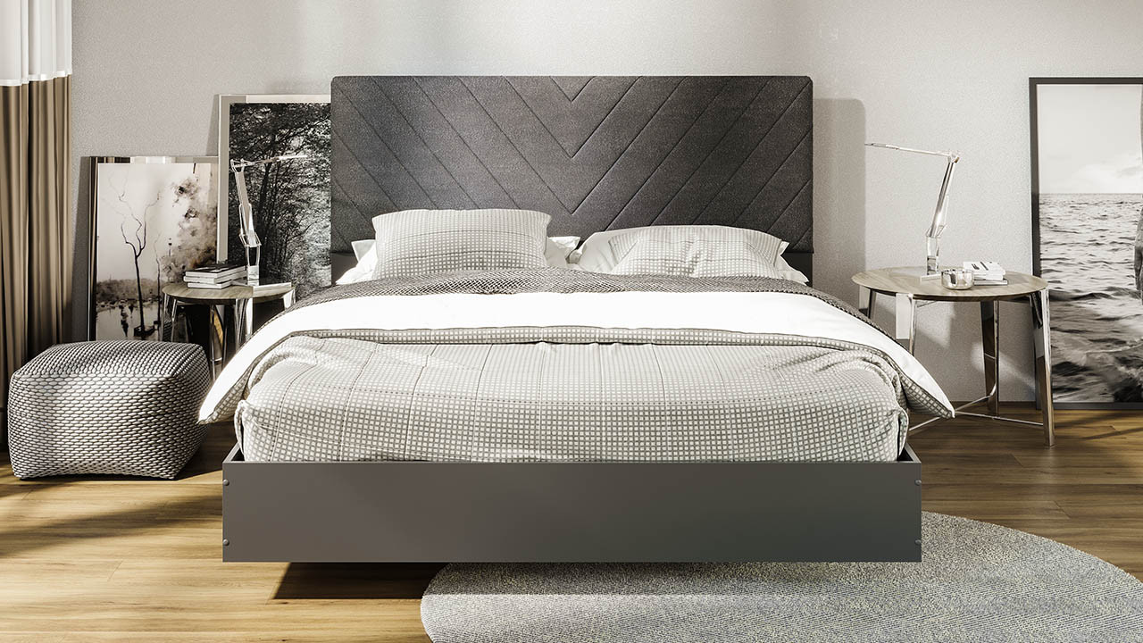 Двуспальная кровать ТриЯ Бетта Тип 1 160x200 / 413.001.000 (серый графит/велюр серый) — фото 5