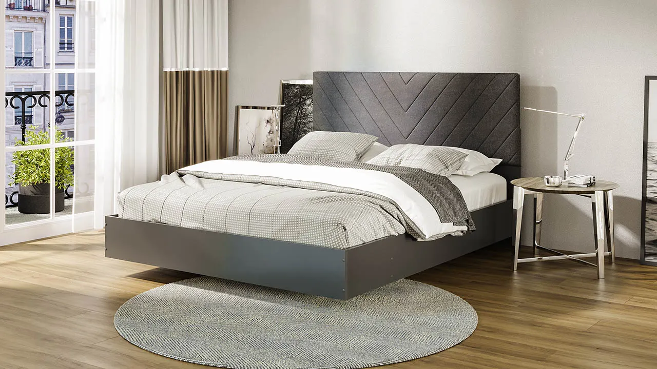 Двуспальная кровать ТриЯ Бетта Тип 1 160x200 / 413.001.000 (серый графит/велюр серый) — фото 6