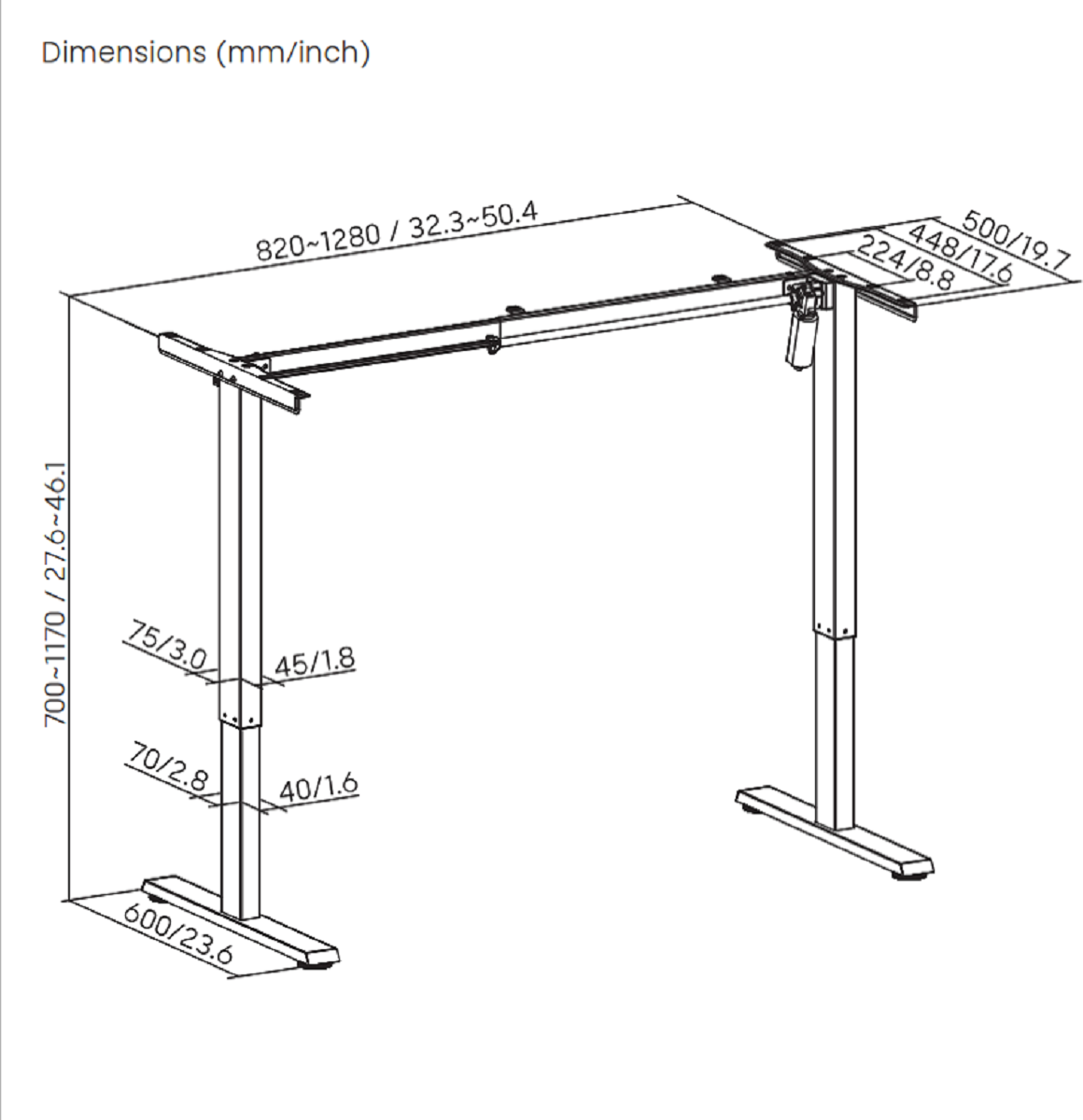 Подстолье Ergosmart Electric Desk Slim (белый) — фото 5