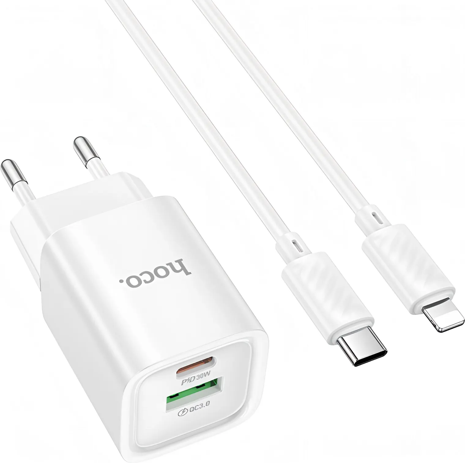 Зарядное устройство сетевое Hoco C149A Charm 30W + кабель (белый)