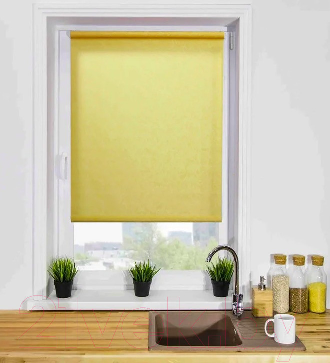 Рулонная штора Lm Decor Жаккард LM 66-03 52x160 (желтый) — фото 2