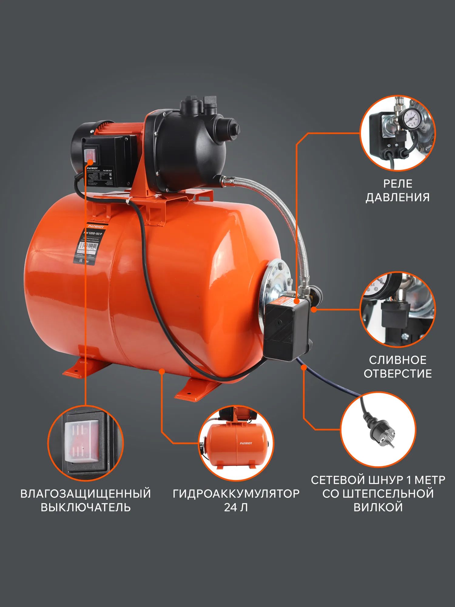 Насосная станция PATRIOT PW 1200-50 P — фото 3