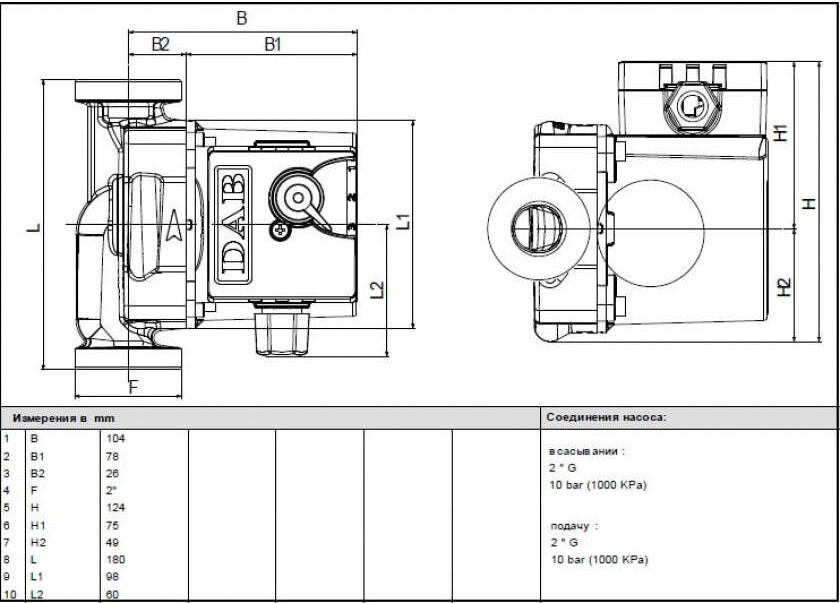 Циркуляционный насос DAB VA 25/180X(1"1/4)M 230/50 — фото 3