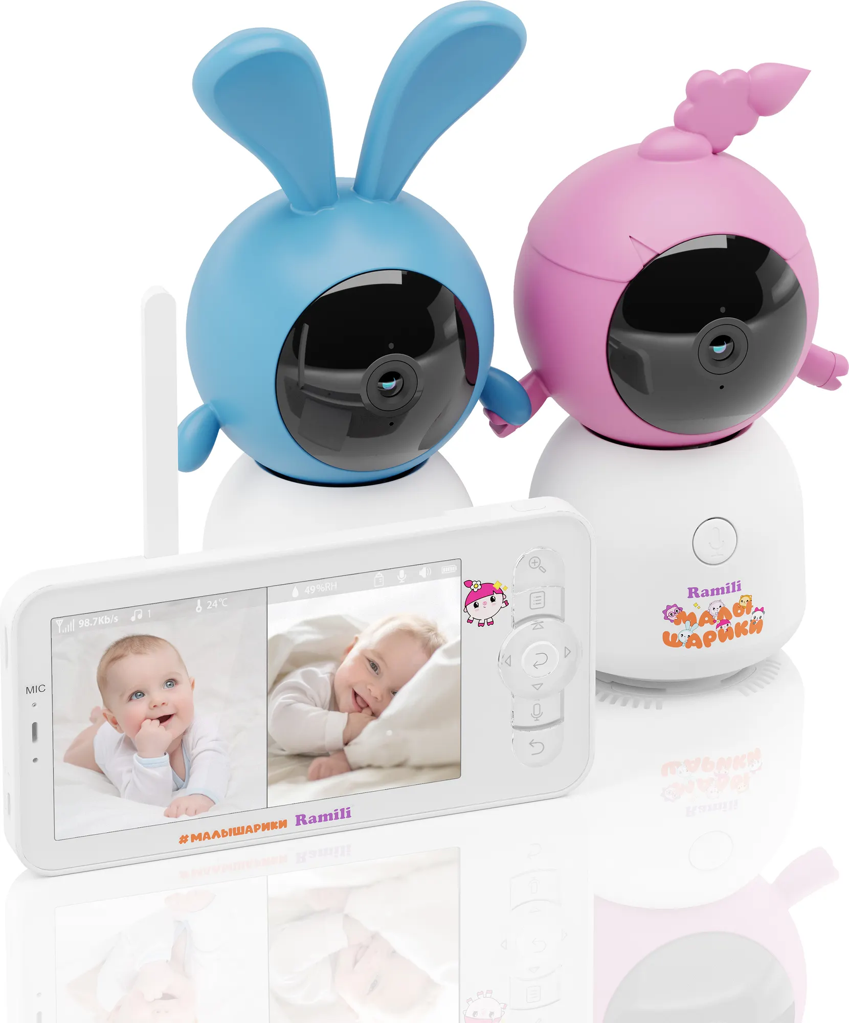 Видеоняня Ramili Нюша и Крошик. Малышарики / RV100X2NUSHAKROSH (с креплениями) — фото 4