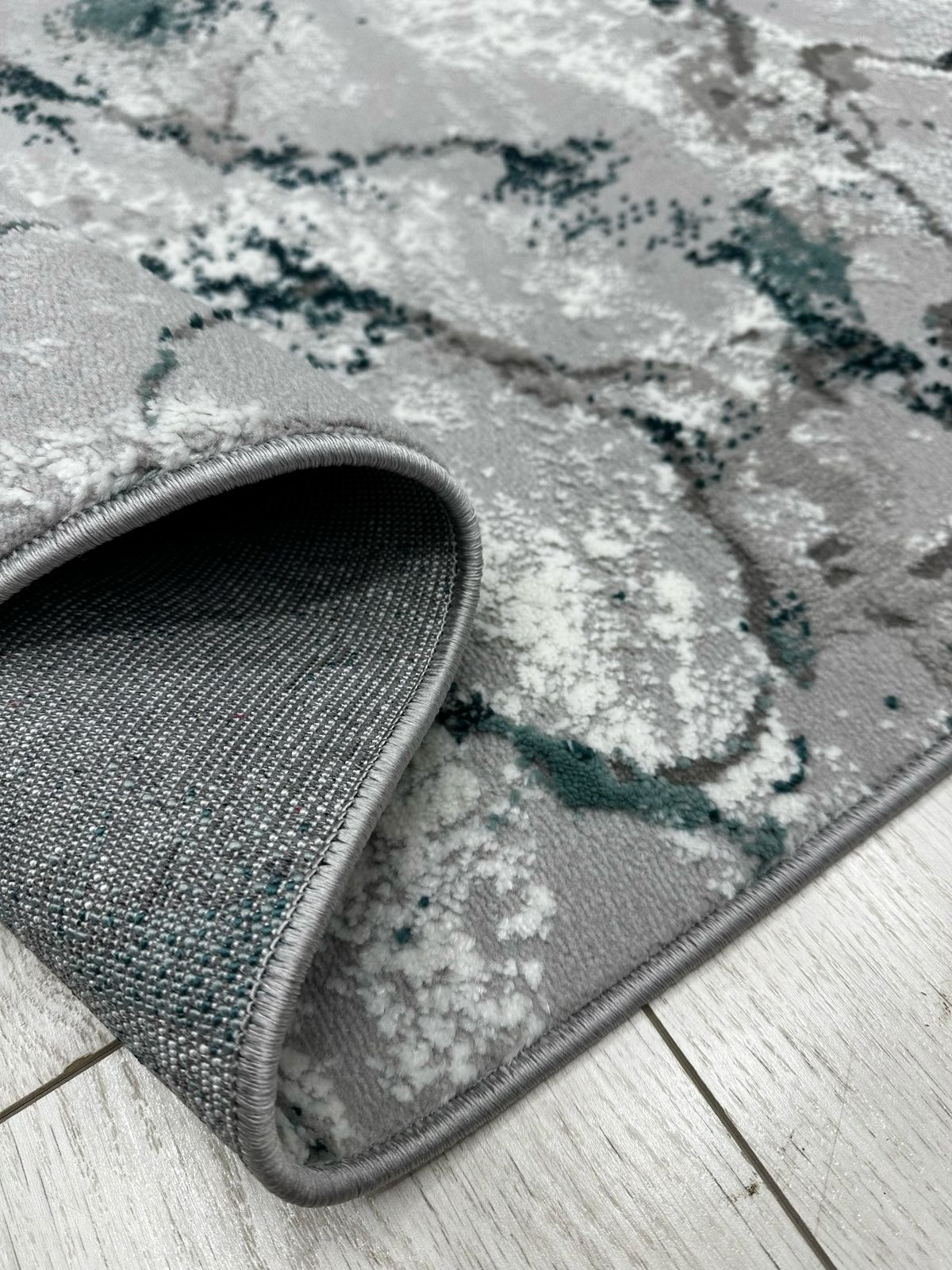 Коврик Radjab Carpet Афина Прямоугольник 0909A (0.8x1.5, Grey/D.Green) — фото 2