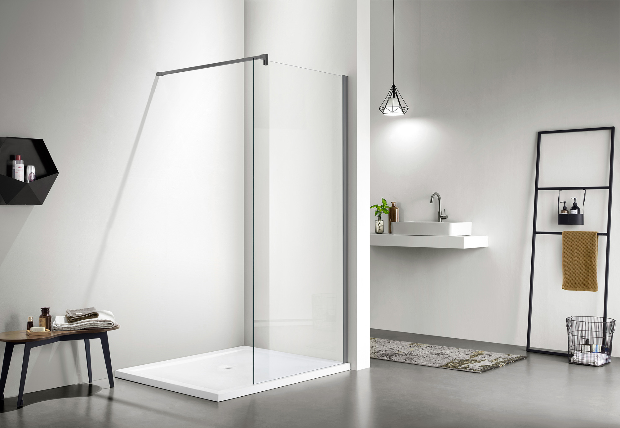 Душевая стенка Adema Реген 100 Walk-In (графит браш) — фото 3