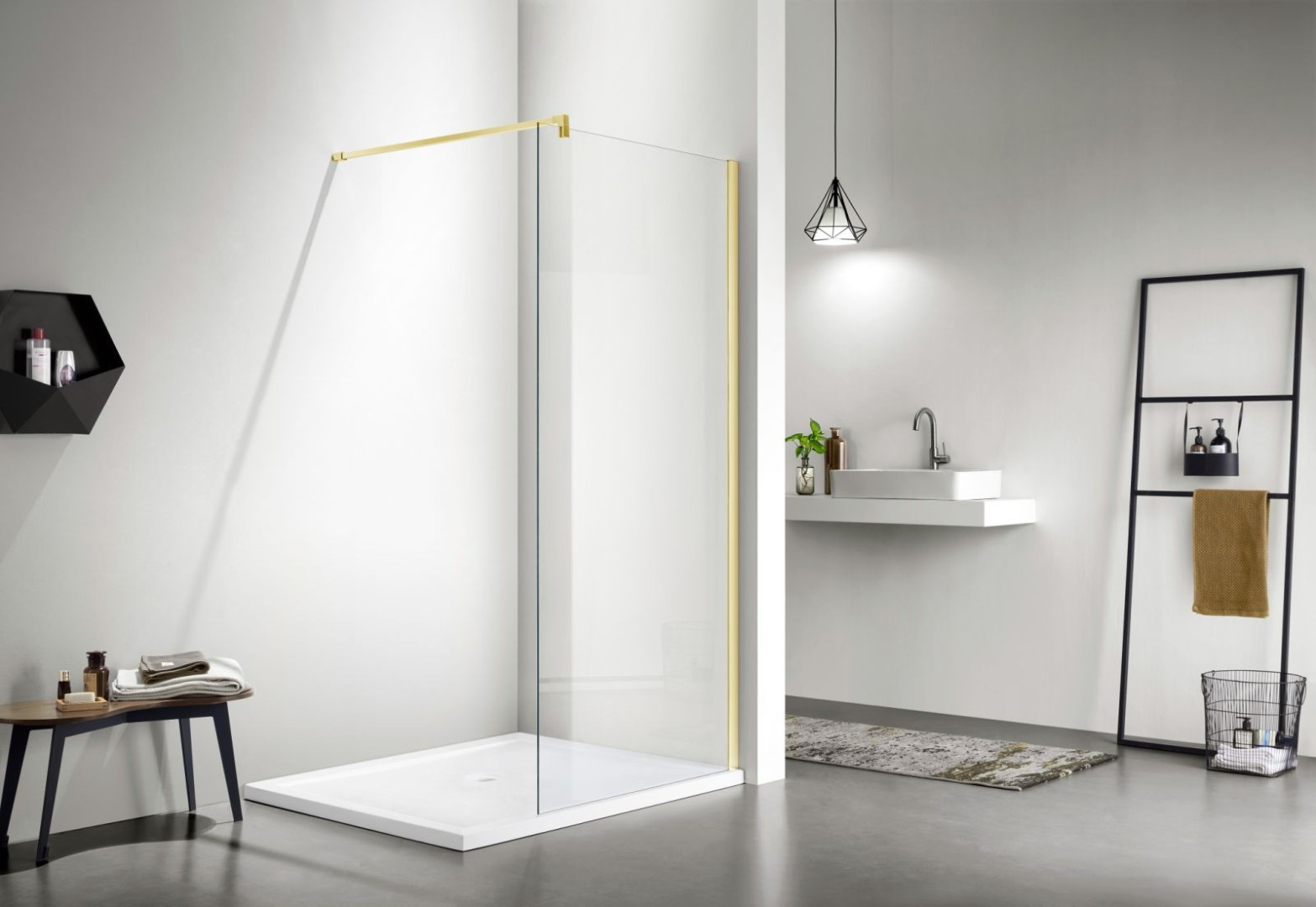 Душевая стенка Adema Реген 100 Walk-In (золото браш) — фото 4