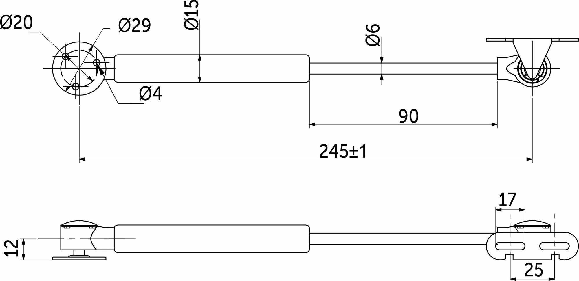 Газовый лифт мебельный AKS Верхний 80N / 115 818 (белый) — фото 3