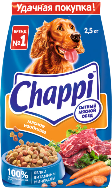 Сухой корм для собак Chappi Всех пород Сытный мясной обед. Мясное изобилие (2.5кг)