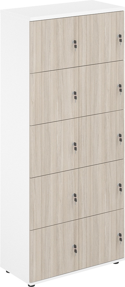 Шкаф Norden 10 ячеек 80х40х186.6 / SG.820.WH.OL (белый/дуб светлый)
