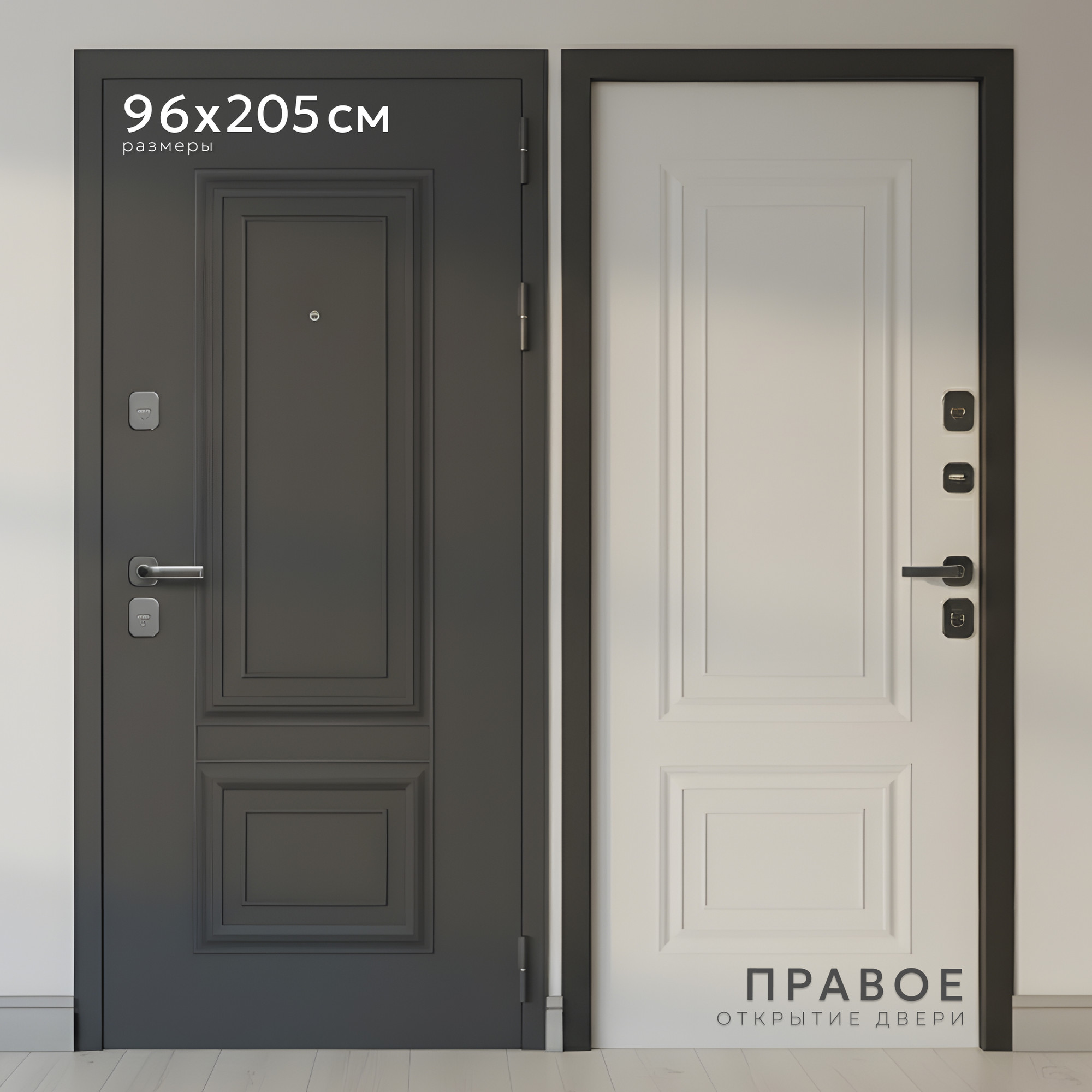 Входная дверь Guard МПТ-28 96x205 правая (муар 7024/белый матовый) — фото 2