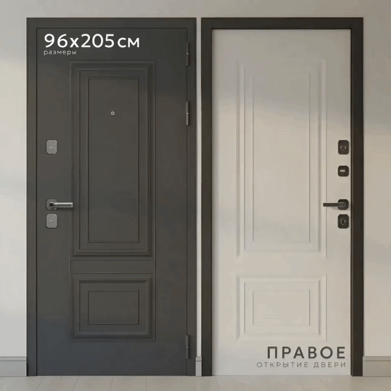 Входная дверь Guard МПТ-28 96x205 правая (муар 7024/белый матовый)
