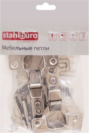 Комплект петель мебельных StahlBuro 362 В Slide-On (2шт, хром) — фото 6