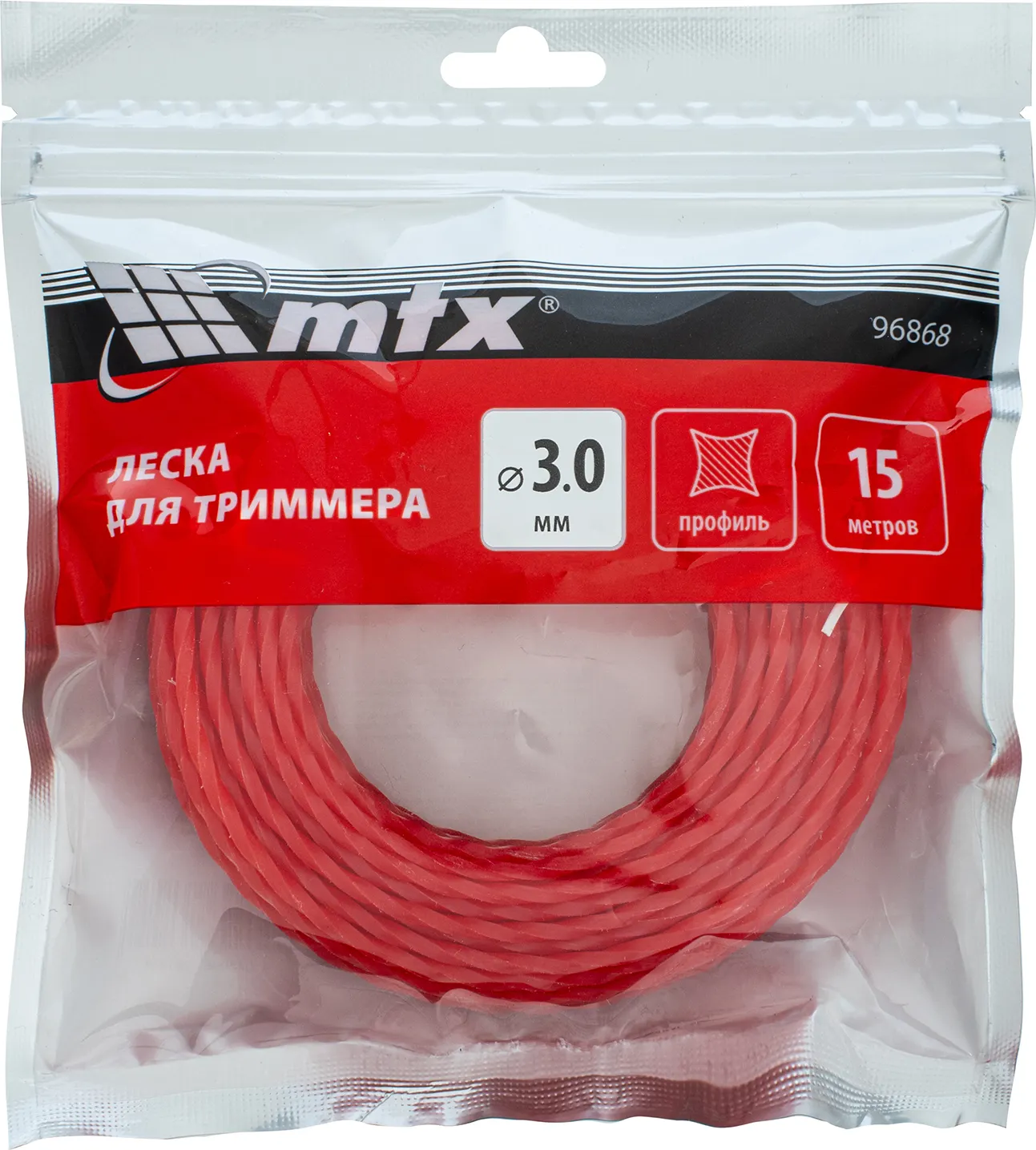 Леска для триммера MTX Витой квадрат 3мм / 96868 (15м) — фото 3
