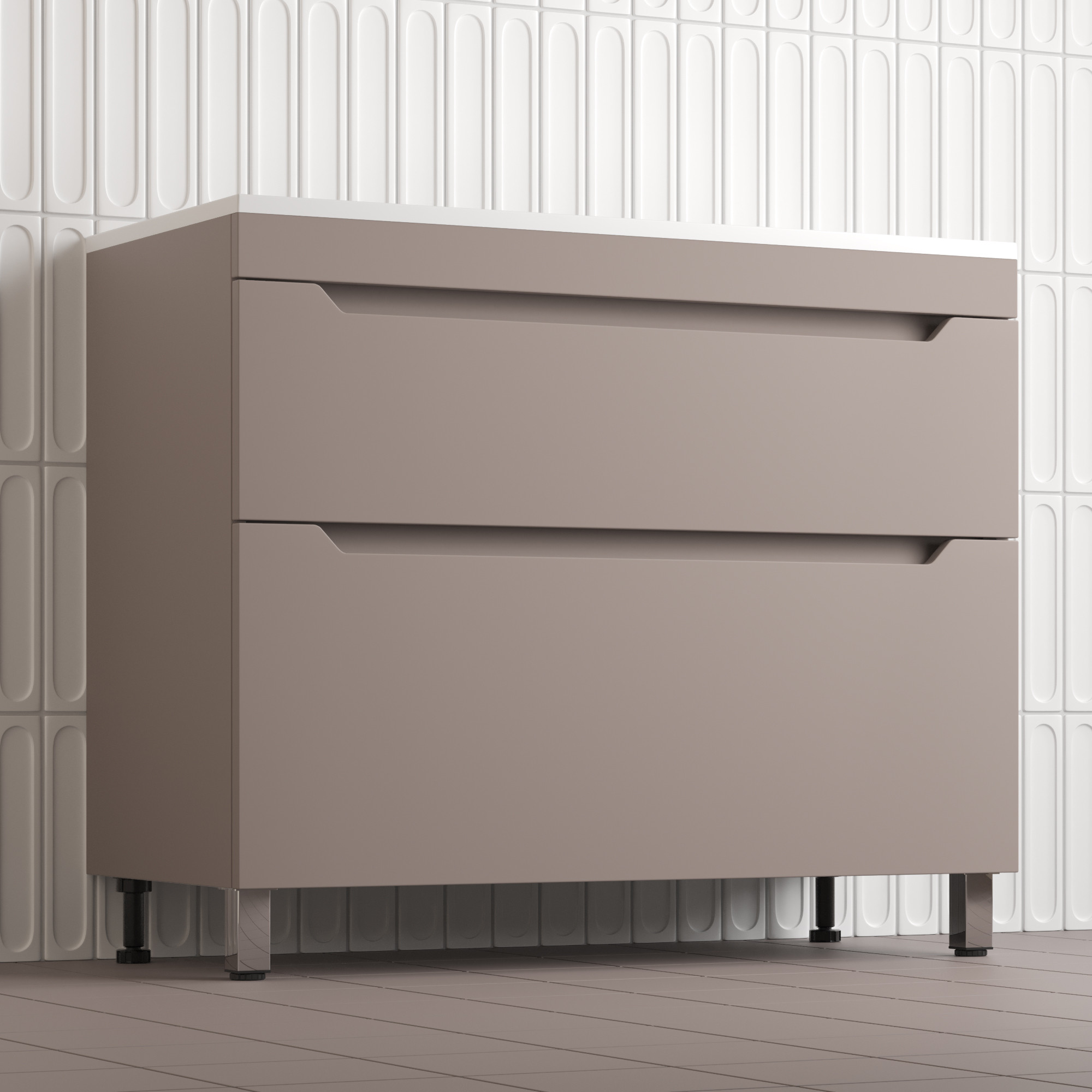 Тумба под умывальник Symbolite Остин 100 Plus 2 ящика (тауп темный) — фото 3