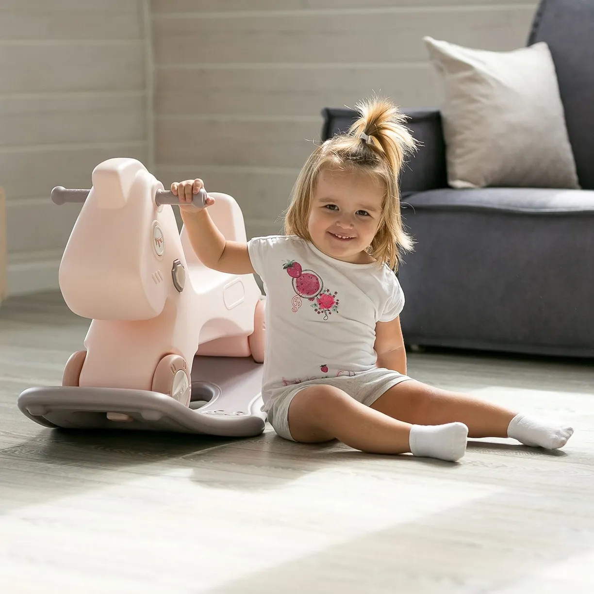 Качалка-каталка UNIX Kids Лошадка / pprhros (розовый) — фото 3