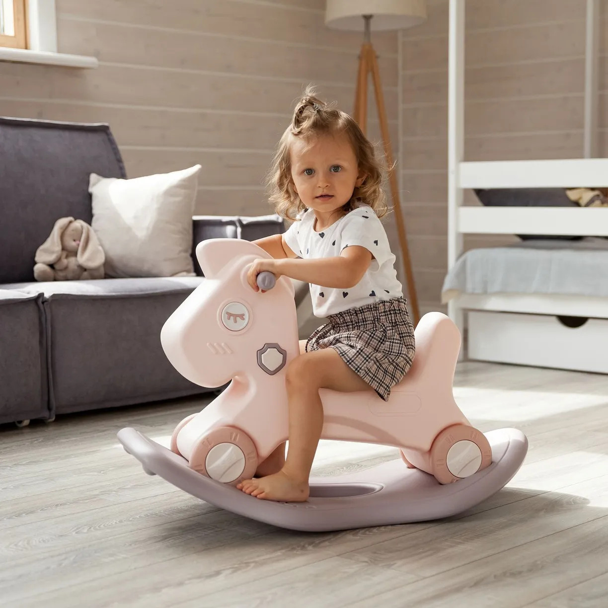 Качалка-каталка UNIX Kids Лошадка / pprhros (розовый) — фото 4