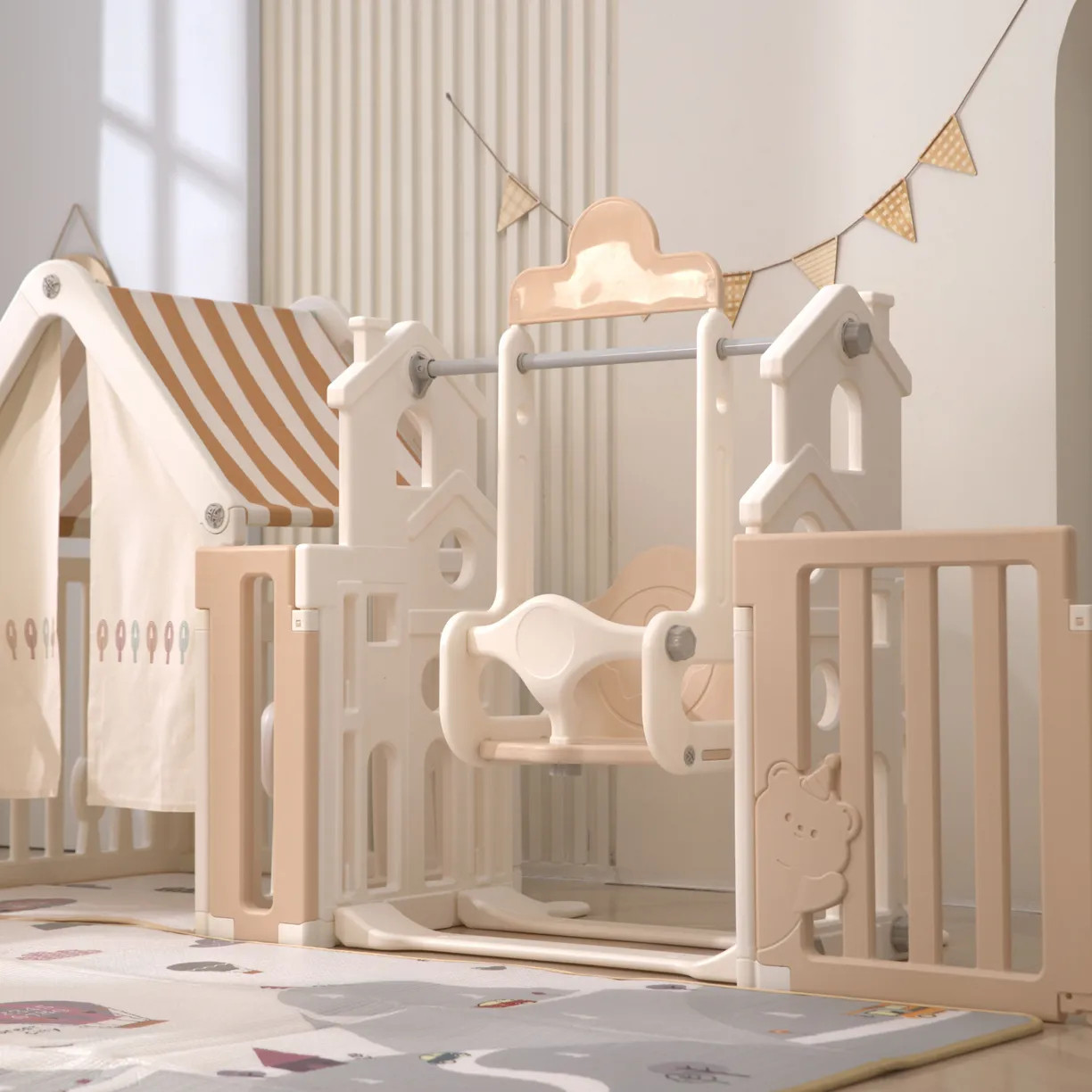 Игровой манеж UNIX Kids DeLuxe House 180x200 / pplxswh200wc (Camel) — фото 6