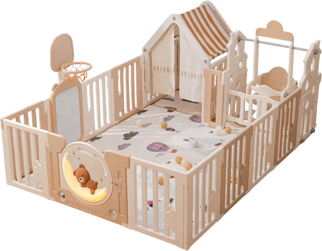 Игровой манеж UNIX Kids DeLuxe House 180x200 / pplxswh200wc (Camel)