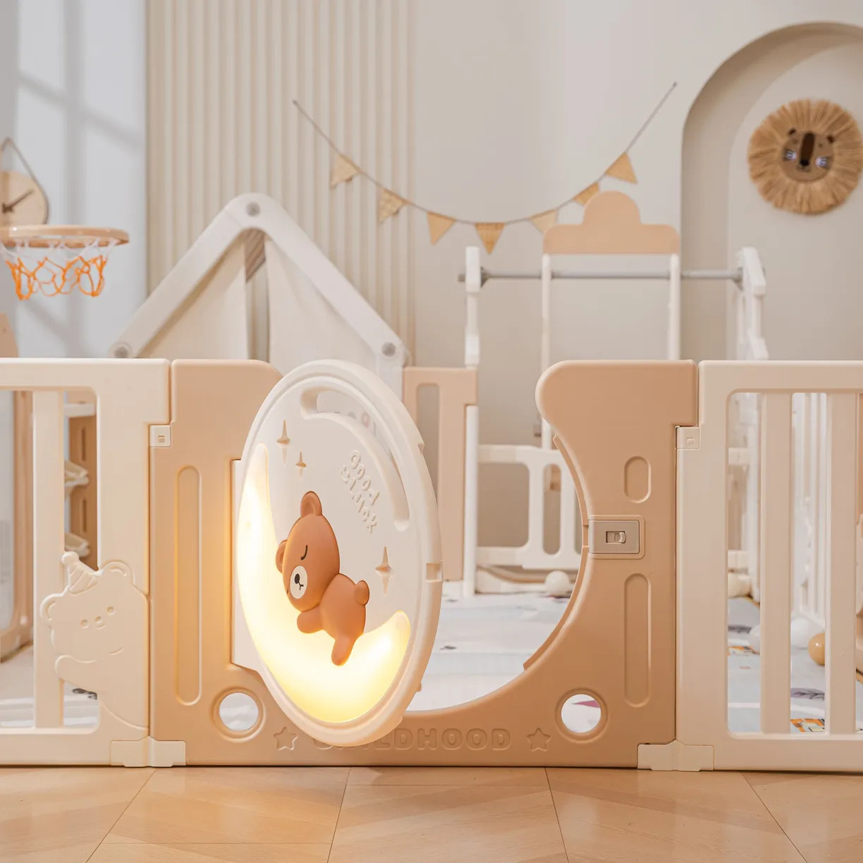 Игровой манеж UNIX Kids DeLuxe House 180x200 / pplxswh200wc (Camel) — фото 4