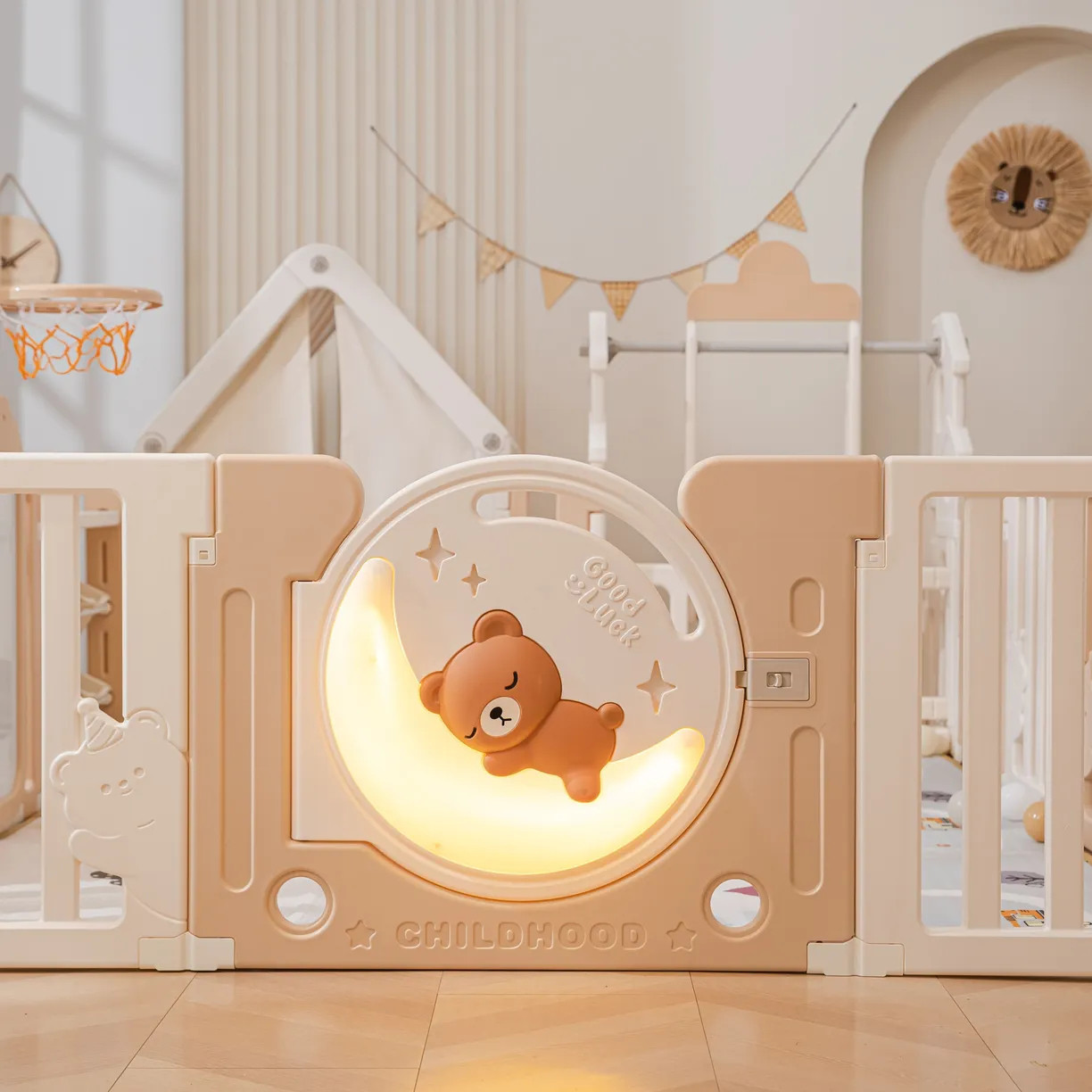 Игровой манеж UNIX Kids DeLuxe House&Storage 150x180 / pplxswhs180wc (Camel) — фото 5