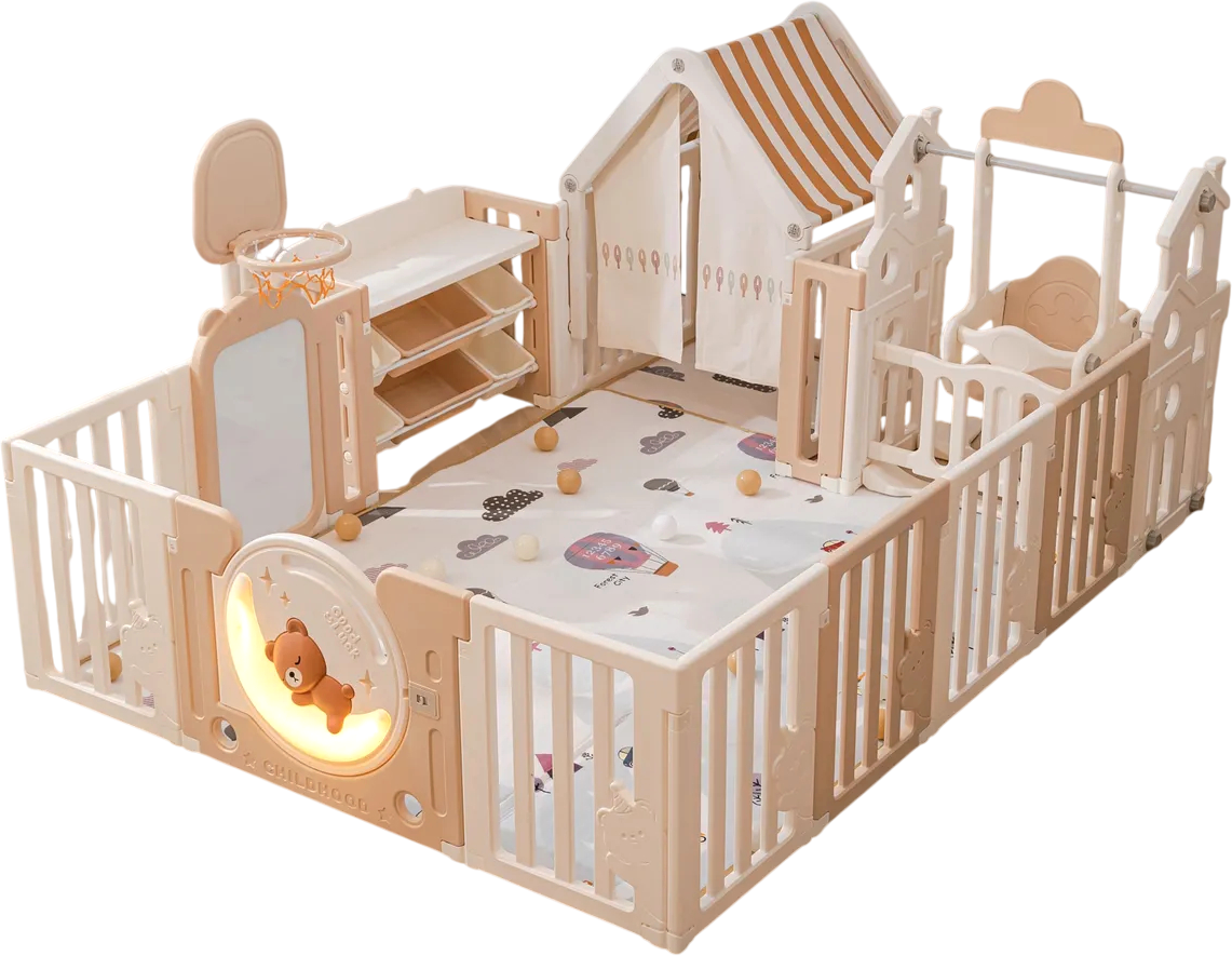 Игровой манеж UNIX Kids DeLuxe House&Storage 180x200 / pplxswhs200wc (Camel)
