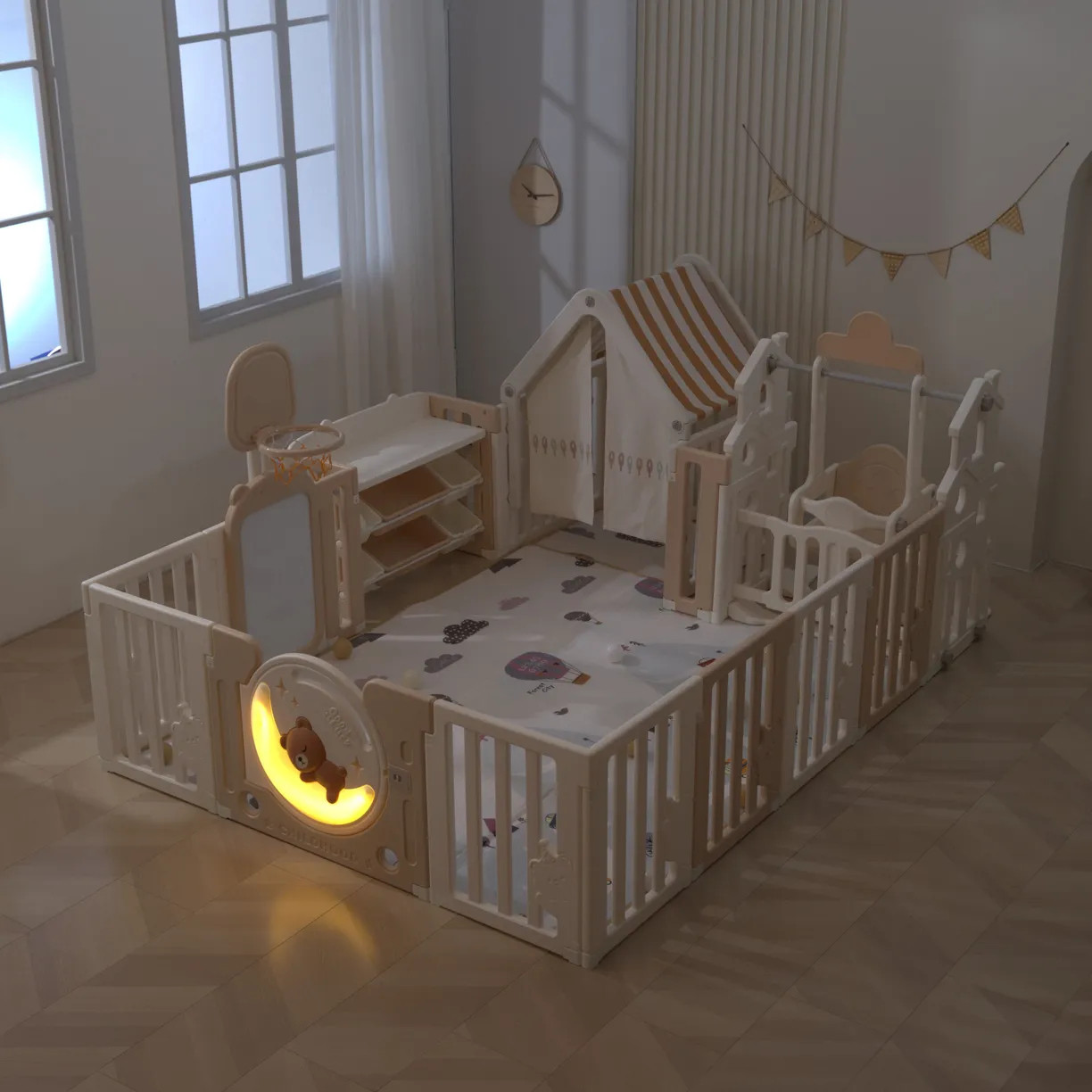 Игровой манеж UNIX Kids DeLuxe House&Storage 180x200 / pplxswhs200wc (Camel) — фото 5