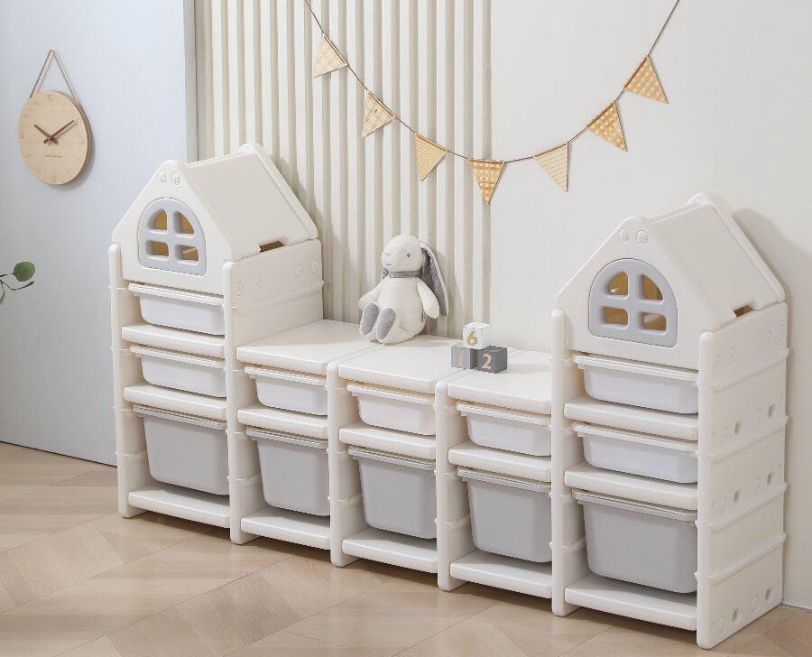 Стеллаж игровой UNIX Kids 12 ящиков / ptstw12gry (серый) — фото 5