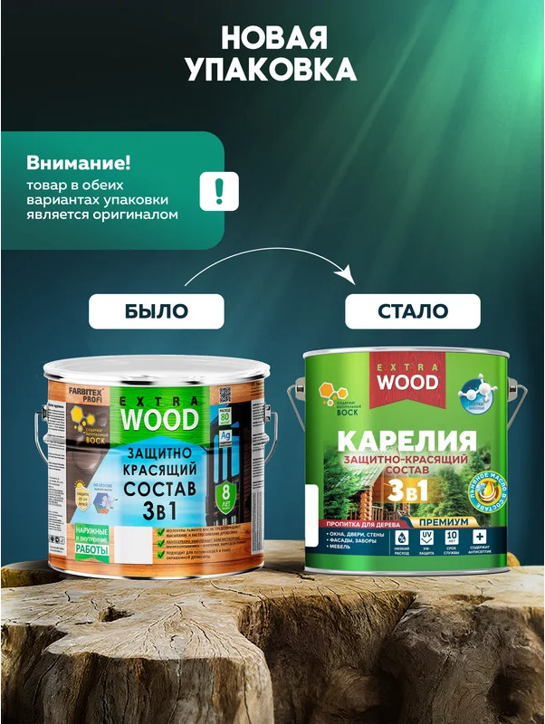 Защитно-декоративный состав Farbitex Wood Extra 3в1 Карелия (750мл, белый) — фото 6