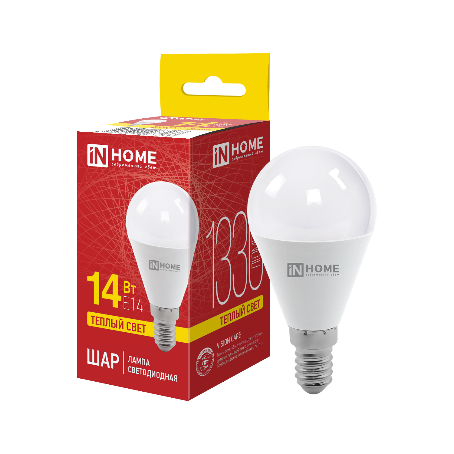 Лампа INhome LED-ШАР-VC 14Вт 230В E14 3000K 1330Лм / 4690612063133