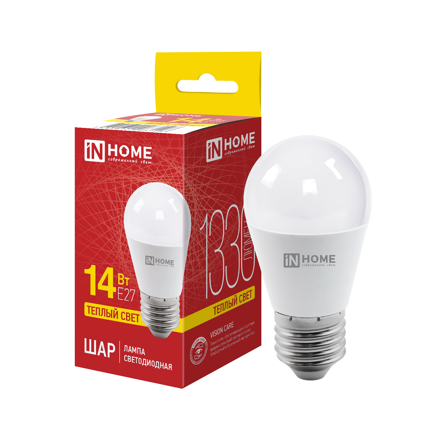 Лампа INhome LED-ШАР-VC 14Вт 230В E27 3000K 1330Лм / 4690612063126
