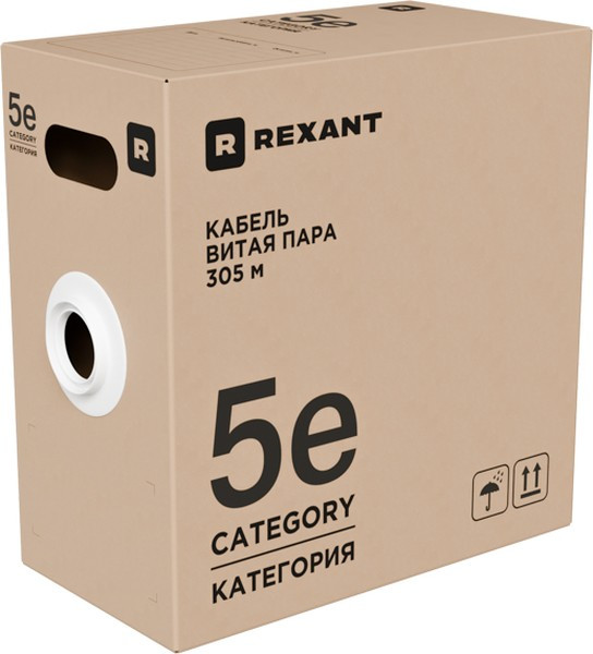 Кабель Rexant U/UTP CAT 5e ZH нг(А)-HF / 01-0059-R (305м, серый) — фото 1