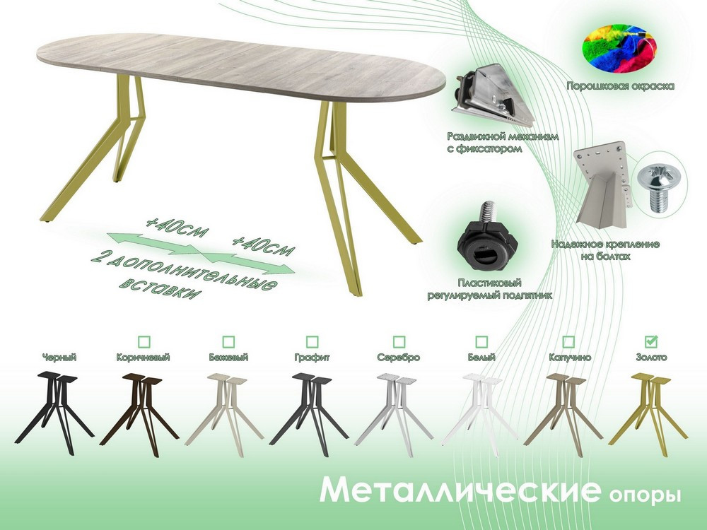 Обеденный стол AMC Elite / Е21(1100) D3 (золото/дуб уайт-ривер песочно-бежевый) — фото 6