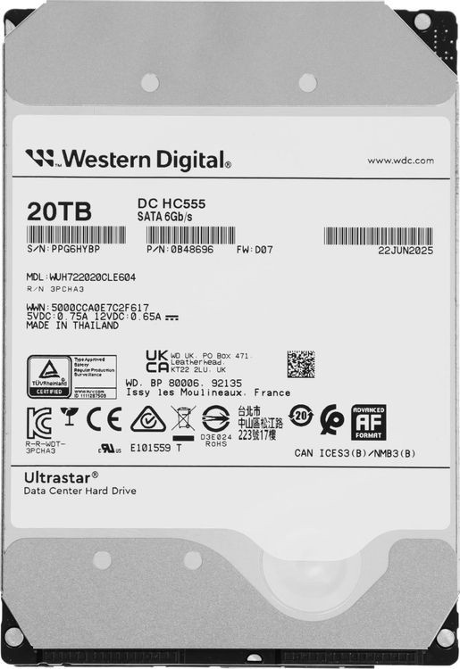 Жесткий диск Western Digital DC HC555 20TB (WUH722020CLE604)
