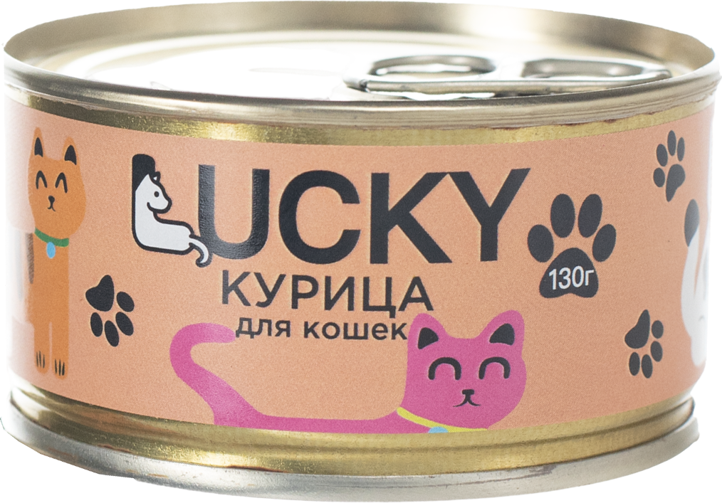Влажный корм для кошек LUCKY С курицей / TUZ924 (130г)