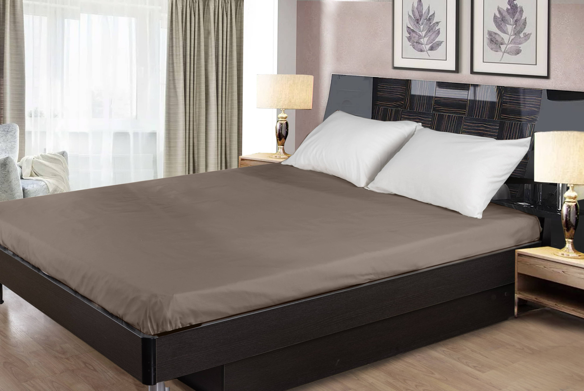 Простыня Primavelle 180х200 сатин на резинке / 114311407-cr79 (тауп) — фото 1