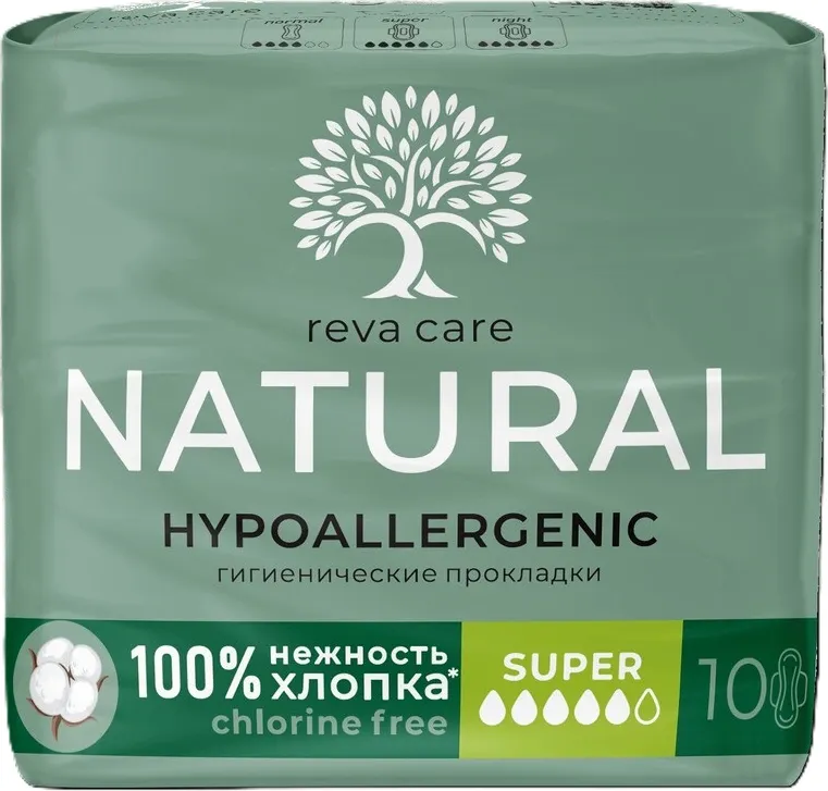 Прокладки гигиенические Reva Care Natural Super (10шт)