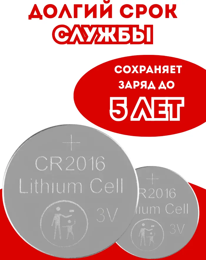 Комплект батареек Fibonacci CR2016/5B / FB-2016-5B (5шт) — фото 6