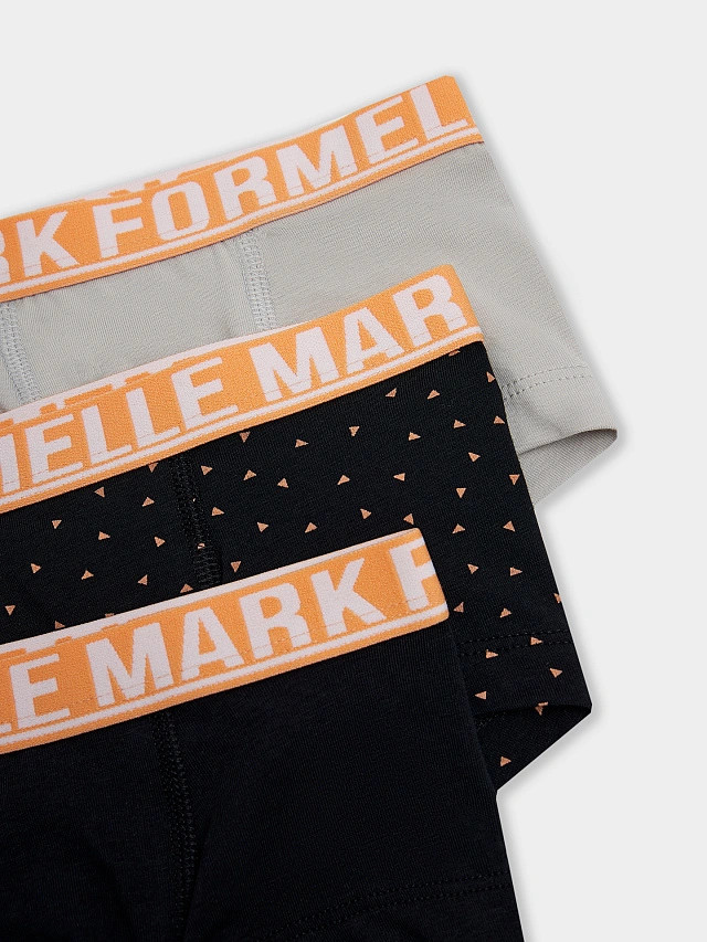Комплект трусов детских Mark Formelle 413354-3 (р.158-80-69, мрамор/треугольники на черном/черный) — фото 3