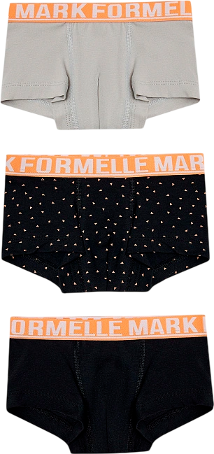 Комплект трусов детских Mark Formelle 413354-3 (р.116/122-60-54, мрамор/треугольники на черном/черный)