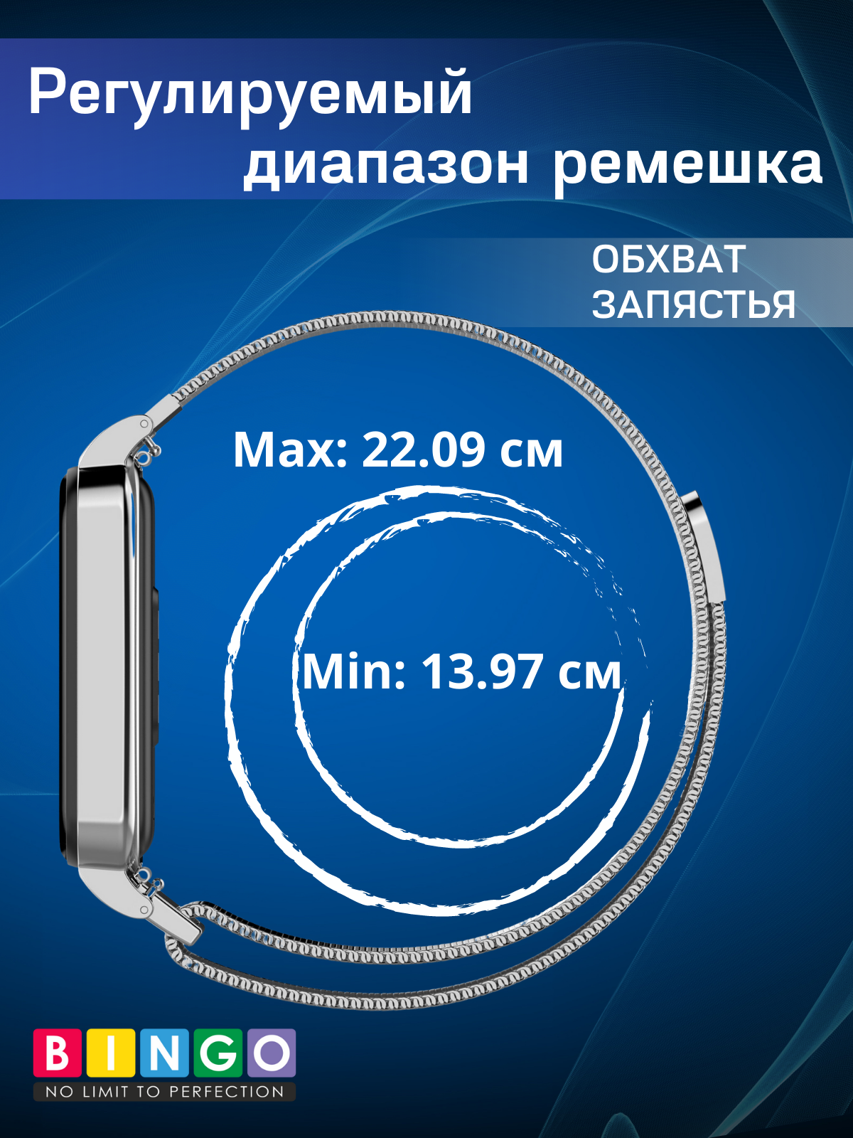 Ремешок для умных часов Bingo Magnetic для Xiaomi Redmi Smart Band 2 (серебристый) — фото 4