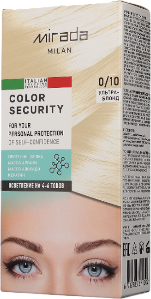 Крем-краска для волос Mirada Color security тон 0/10 Ультра-блонд — фото 2