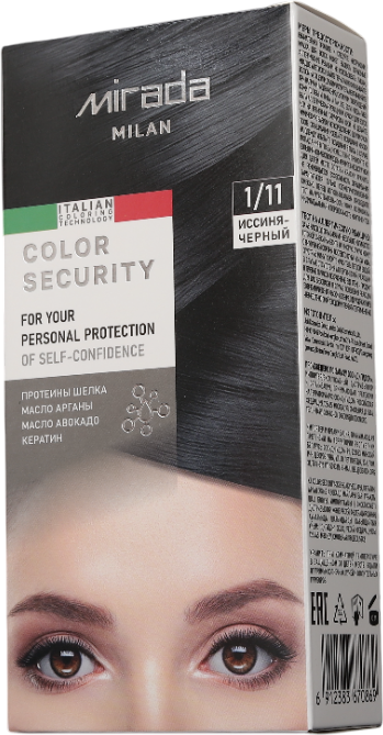 Крем-краска для волос Mirada Color security тон 1/11 Иссиня-черный — фото 2
