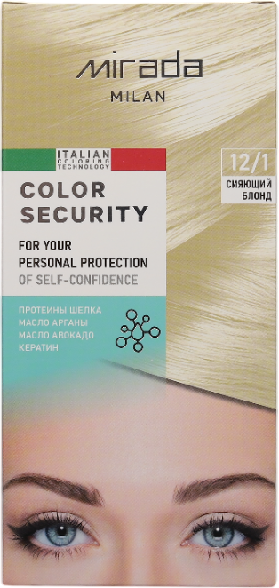 Крем-краска для волос Mirada Color security тон 12/1 Сияющий блонд