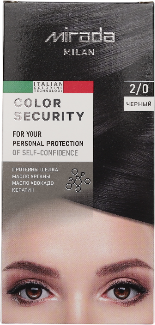 Крем-краска для волос Mirada Color security тон 2/0 Черный